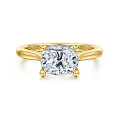 Larissa - 14K Yellow Gold East West Elongated Cushion Solitaire Engagement Ring