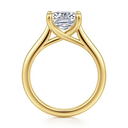 Larissa - 14K Yellow Gold East West Elongated Cushion Solitaire Engagement Ring