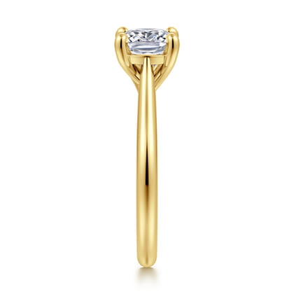 Larissa - 14K Yellow Gold East West Elongated Cushion Solitaire Engagement Ring