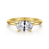 Larissa - 14K Yellow Gold East West Oval Solitaire Engagement Ring