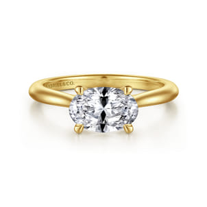 Larissa - 14K Yellow Gold East West Oval Solitaire Engagement Ring