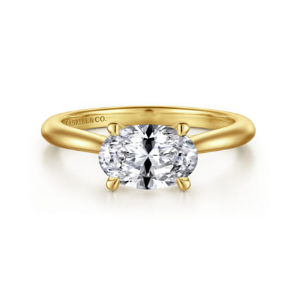 Larissa - 14K Yellow Gold East West Oval Solitaire Engagement Ring
