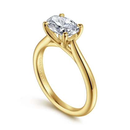 Larissa - 14K Yellow Gold East West Oval Solitaire Engagement Ring