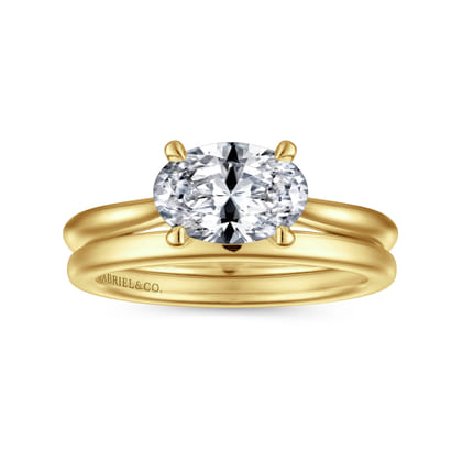 Larissa - 14K Yellow Gold East West Oval Solitaire Engagement Ring