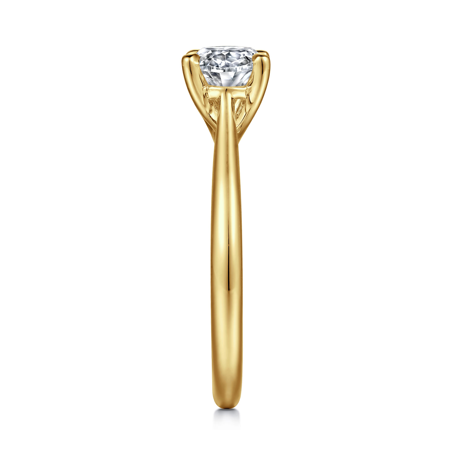 Larissa - 14K Yellow Gold East West Oval Solitaire Engagement Ring