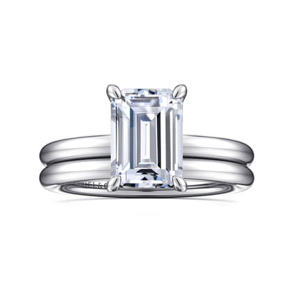 Lark - 14K White Gold Emerald Cut Solitaire Engagement Ring