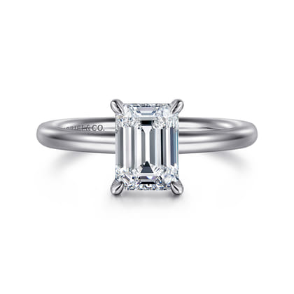 Lark - 14K White Gold Emerald Cut Solitaire Engagement Ring