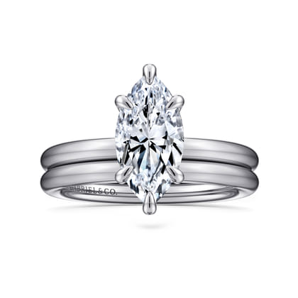 Lark - 14K White Gold Marquise Shape Solitaire Engagement Ring