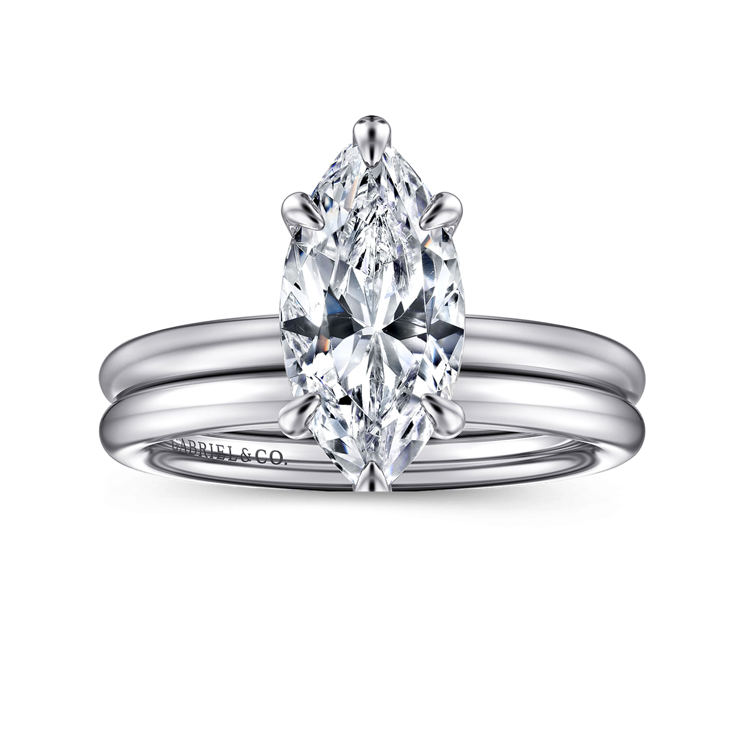 Lark - 14K White Gold Marquise Shape Solitaire Engagement Ring