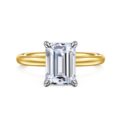Lark - 14K White-Yellow Gold Emerald Cut Solitaire Engagement Ring