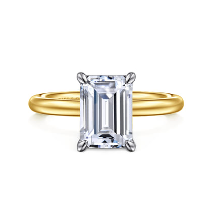 Lark - 14K White-Yellow Gold Emerald Cut Solitaire Engagement Ring