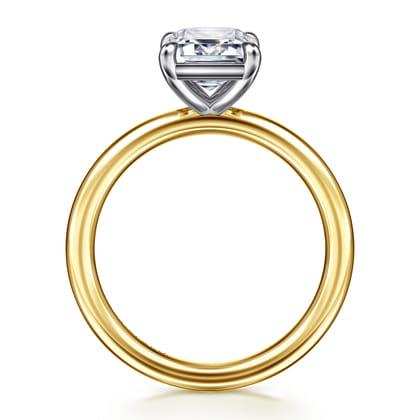 Lark - 14K White-Yellow Gold Emerald Cut Solitaire Engagement Ring