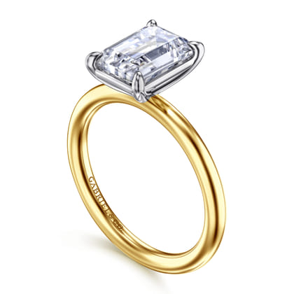 Lark - 14K White-Yellow Gold Emerald Cut Solitaire Engagement Ring