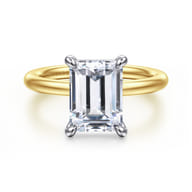 Lark - 14K White-Yellow Gold Emerald Cut Solitaire Engagement Ring