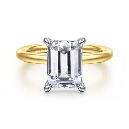 Lark - 14K White-Yellow Gold Emerald Cut Solitaire Engagement Ring