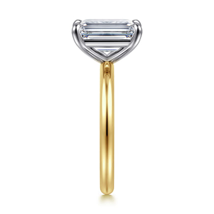 Lark - 14K White-Yellow Gold Emerald Cut Solitaire Engagement Ring