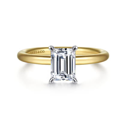 Lark - 14K White Yellow Gold Emerald Cut Solitaire Engagement Ring