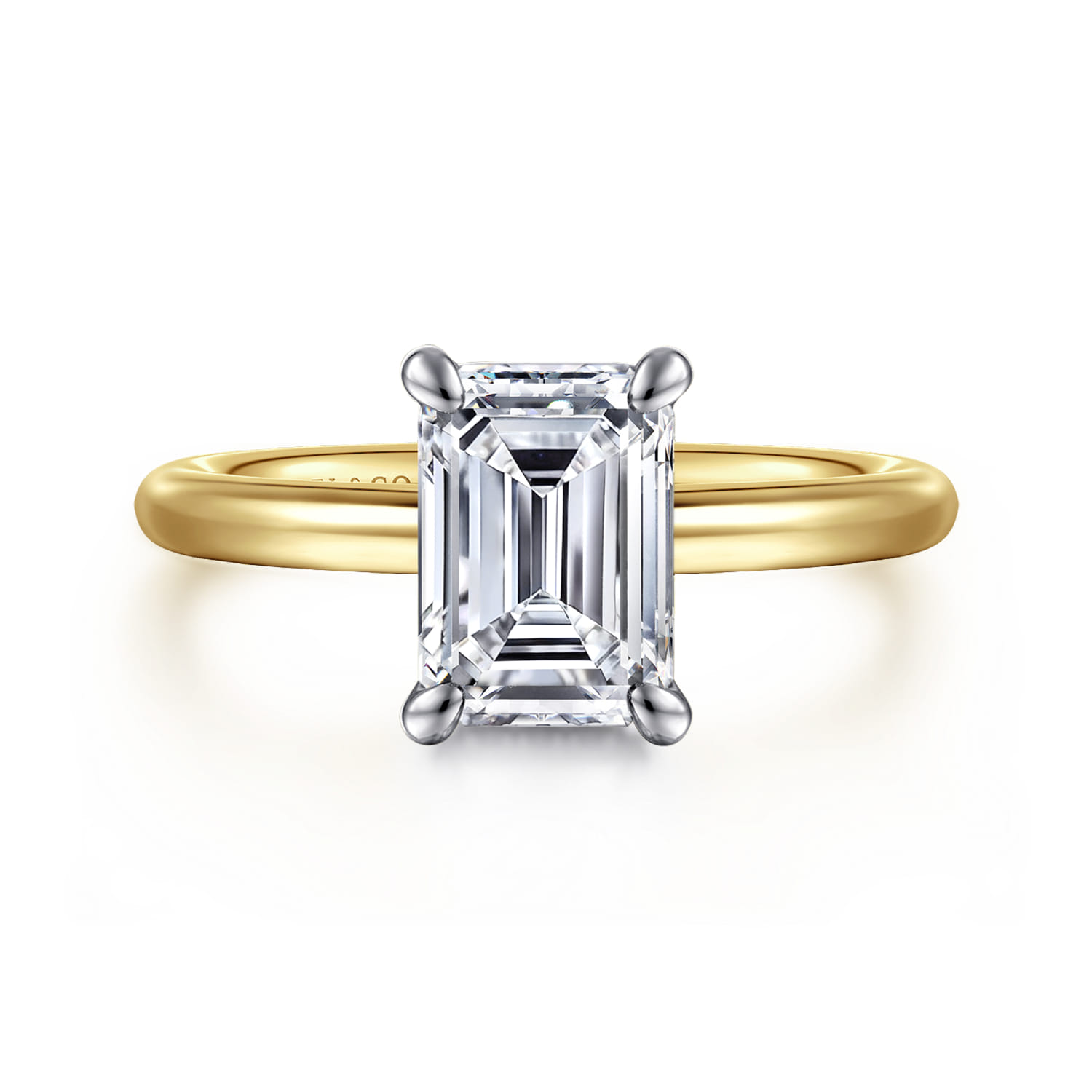 Lark - 14K White Yellow Gold Emerald Cut Solitaire Engagement Ring