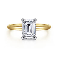 Lark - 14K White Yellow Gold Emerald Cut Solitaire Engagement Ring