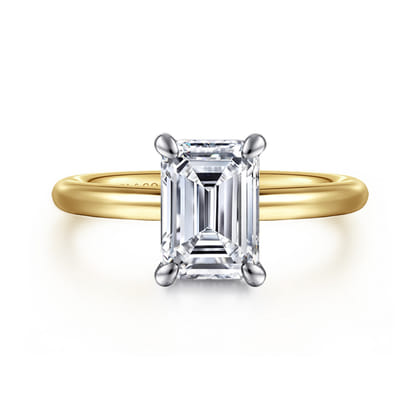 Lark - 14K White Yellow Gold Emerald Cut Solitaire Engagement Ring