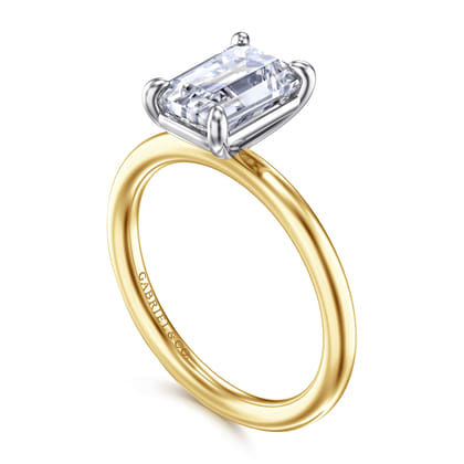 Lark - 14K White Yellow Gold Emerald Cut Solitaire Engagement Ring
