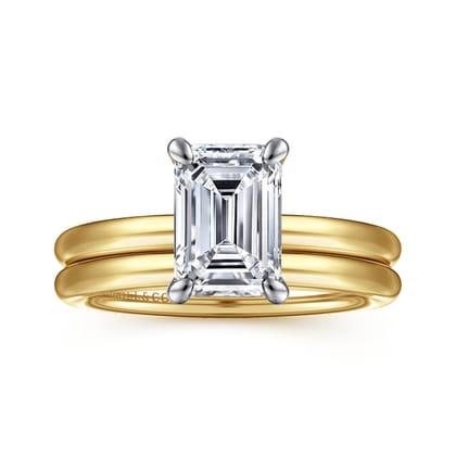 Lark - 14K White Yellow Gold Emerald Cut Solitaire Engagement Ring
