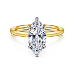 Lark - 14K White-Yellow Gold Marquise Shape Solitaire Engagement Ring