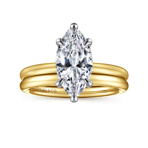 Lark - 14K White-Yellow Gold Marquise Shape Solitaire Engagement Ring