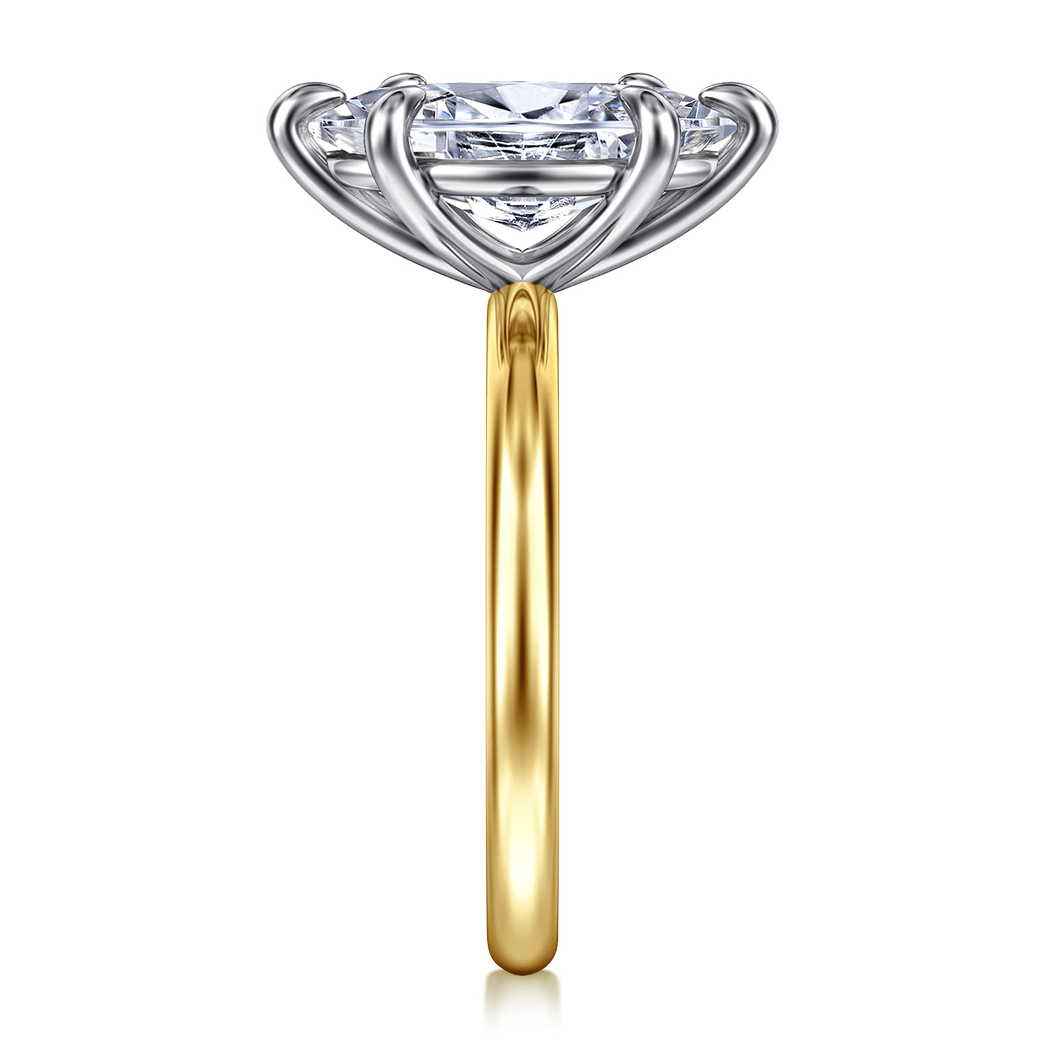 Lark - 14K White-Yellow Gold Marquise Shape Solitaire Engagement Ring