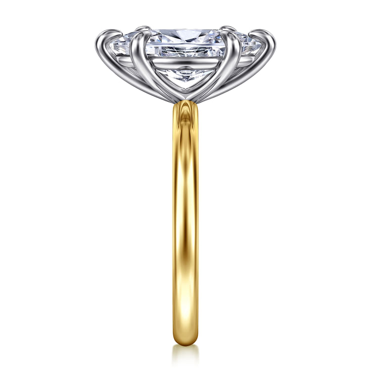 Lark - 14K White-Yellow Gold Marquise Shape Solitaire Engagement Ring