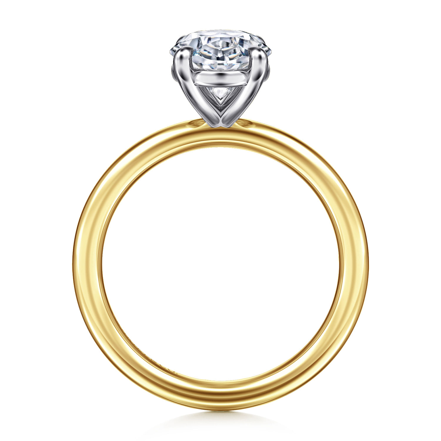 Lark - 14K White-Yellow Gold Oval Solitaire Diamond Engagement Ring