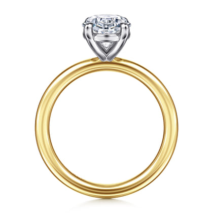 Lark - 14K White-Yellow Gold Oval Solitaire Diamond Engagement Ring