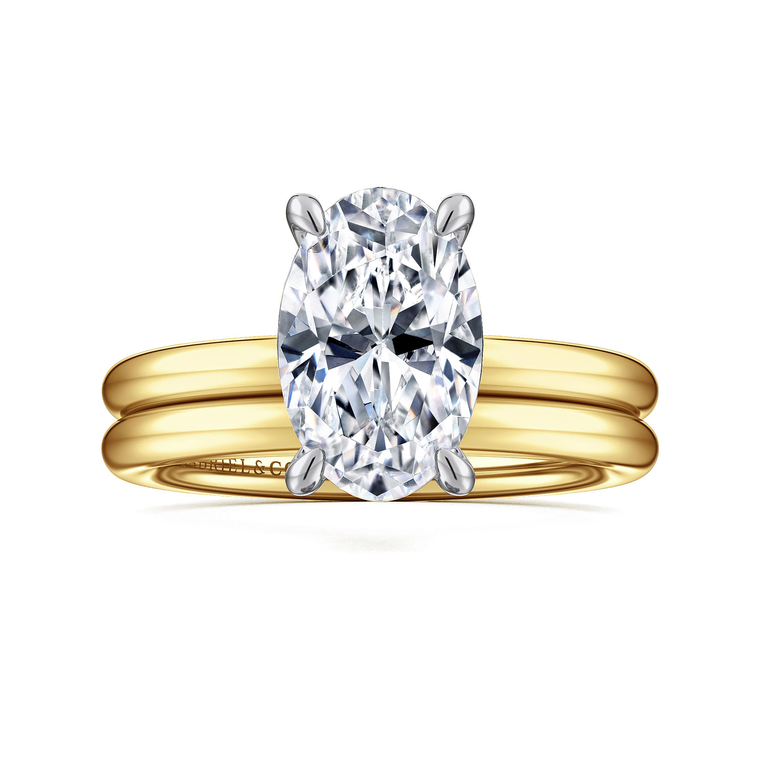 Lark - 14K White-Yellow Gold Oval Solitaire Diamond Engagement Ring
