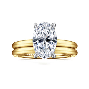 Lark - 14K White-Yellow Gold Oval Solitaire Diamond Engagement Ring