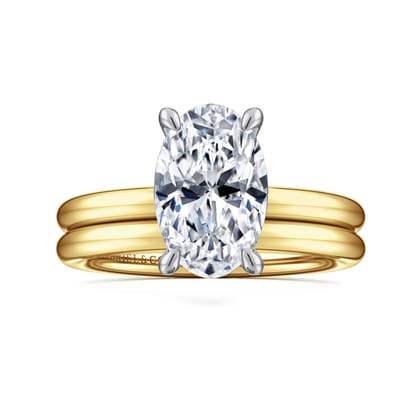 Lark - 14K White-Yellow Gold Oval Solitaire Diamond Engagement Ring