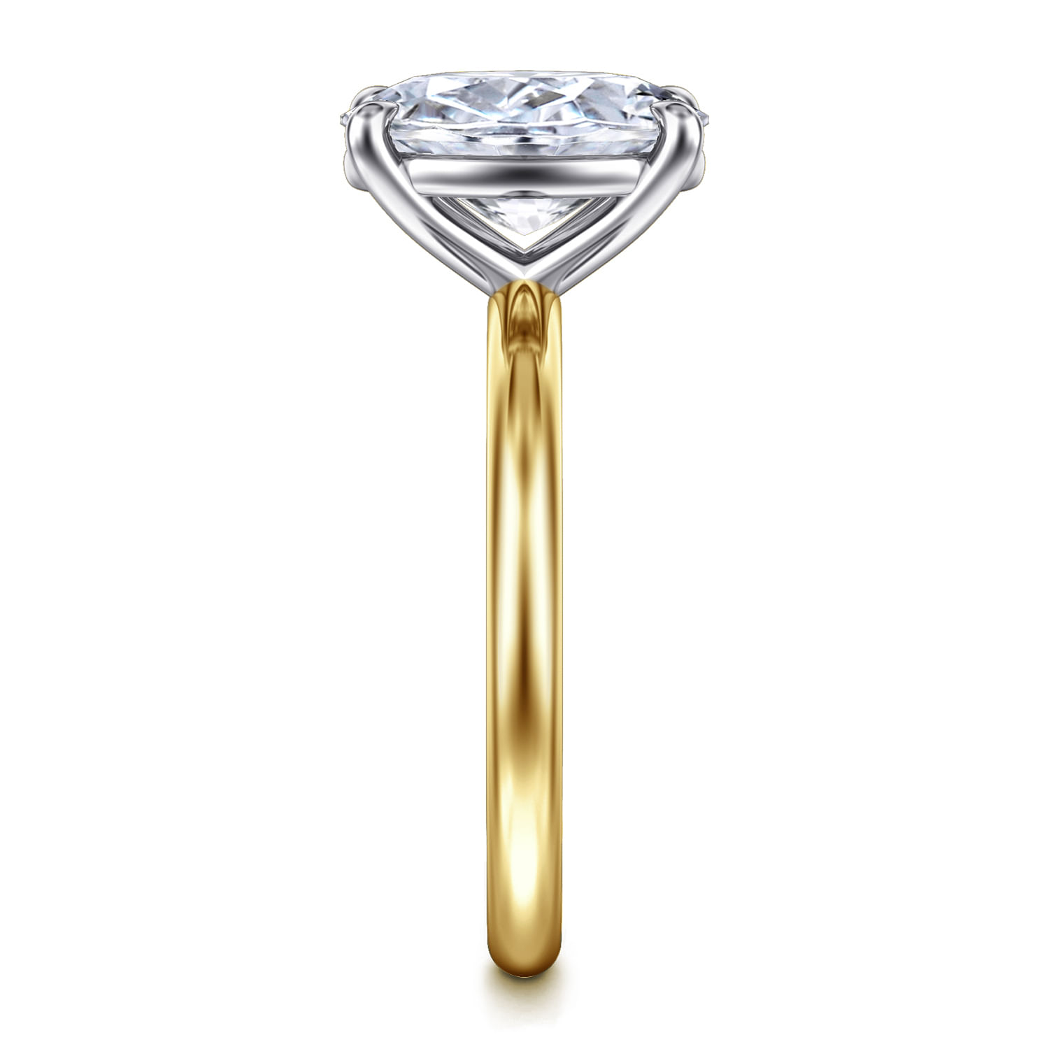 Lark - 14K White-Yellow Gold Oval Solitaire Diamond Engagement Ring