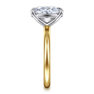 Lark - 14K White-Yellow Gold Oval Solitaire Diamond Engagement Ring