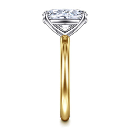 Lark - 14K White-Yellow Gold Oval Solitaire Diamond Engagement Ring