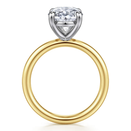 Lark - 14K White-Yellow Gold Oval Solitaire Diamond Engagement Ring
