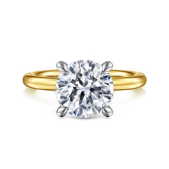14K White-Yellow Gold Round Solitaire Diamond Engagement Ring