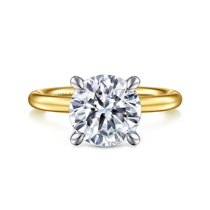 Lark - 14K White-Yellow Gold Round Solitaire Diamond Engagement Ring