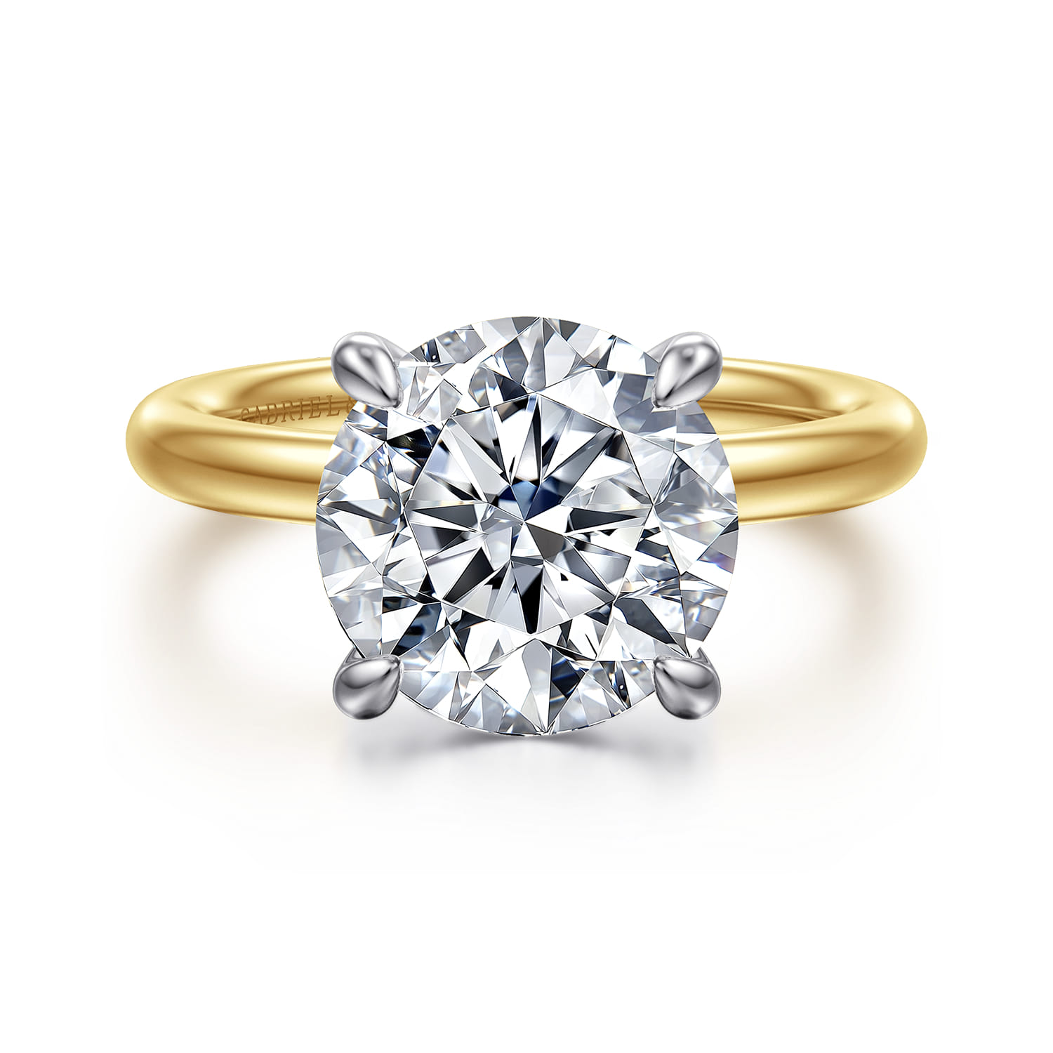 Lark - 14K White-Yellow Gold Round Solitaire Diamond Engagement Ring
