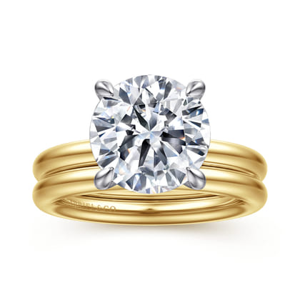 Lark - 14K White-Yellow Gold Round Solitaire Diamond Engagement Ring