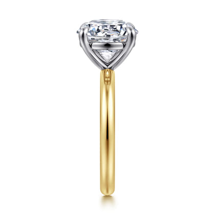 Lark - 14K White-Yellow Gold Round Solitaire Diamond Engagement Ring