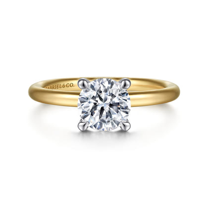 Lark - 14K White-Yellow Gold Round Solitaire Diamond Engagement Ring