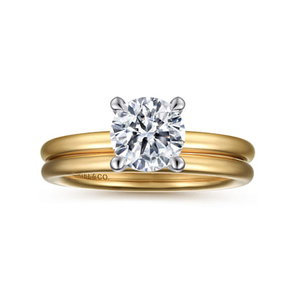 Lark - 14K White-Yellow Gold Round Solitaire Diamond Engagement Ring