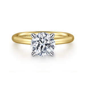 Lark - 14K White-Yellow Gold Round Solitaire Diamond Engagement Ring