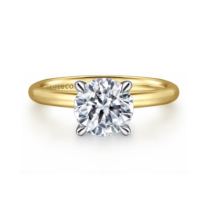 Lark - 14K White-Yellow Gold Round Solitaire Diamond Engagement Ring