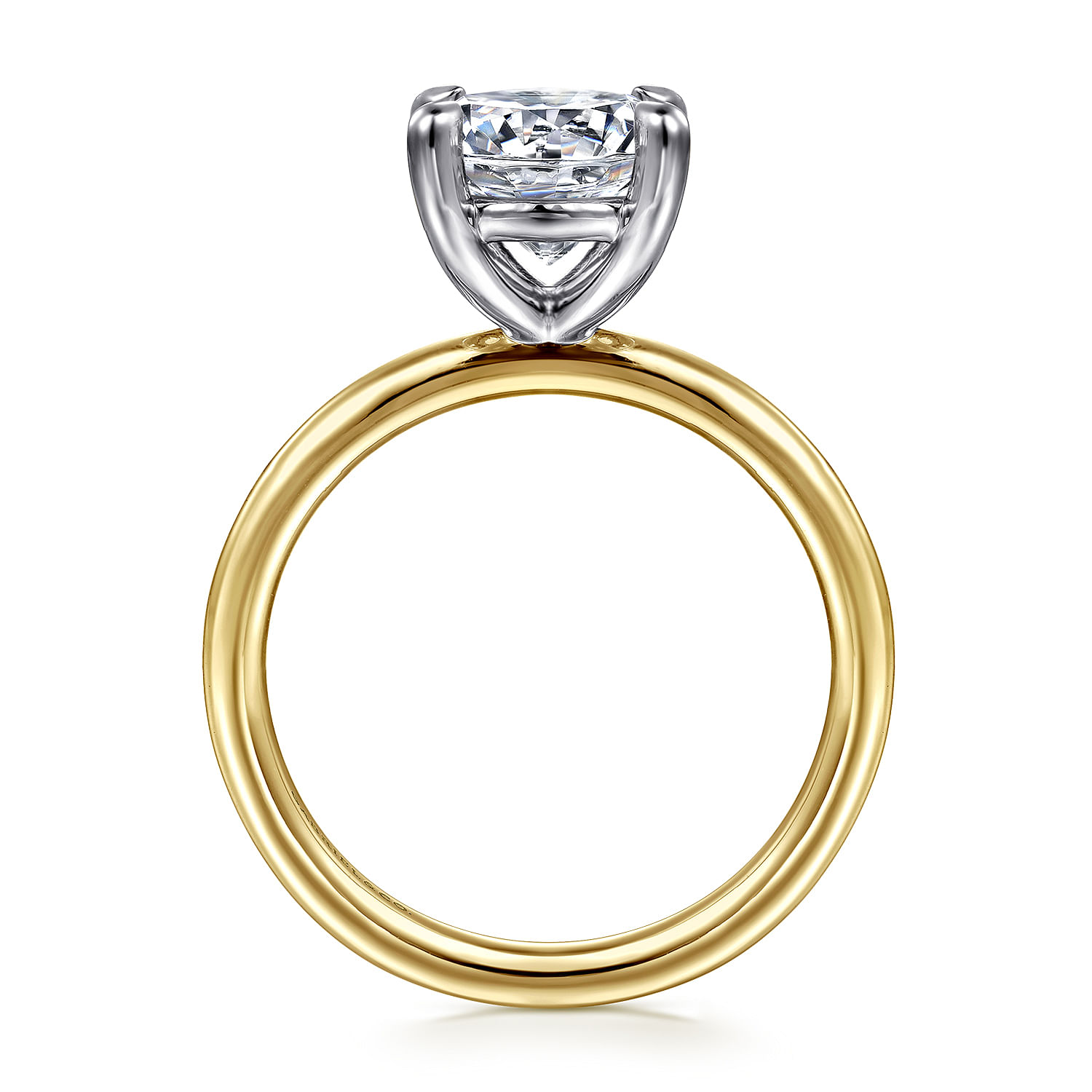 Lark - 14K White-Yellow Gold Round Solitaire Diamond Engagement Ring