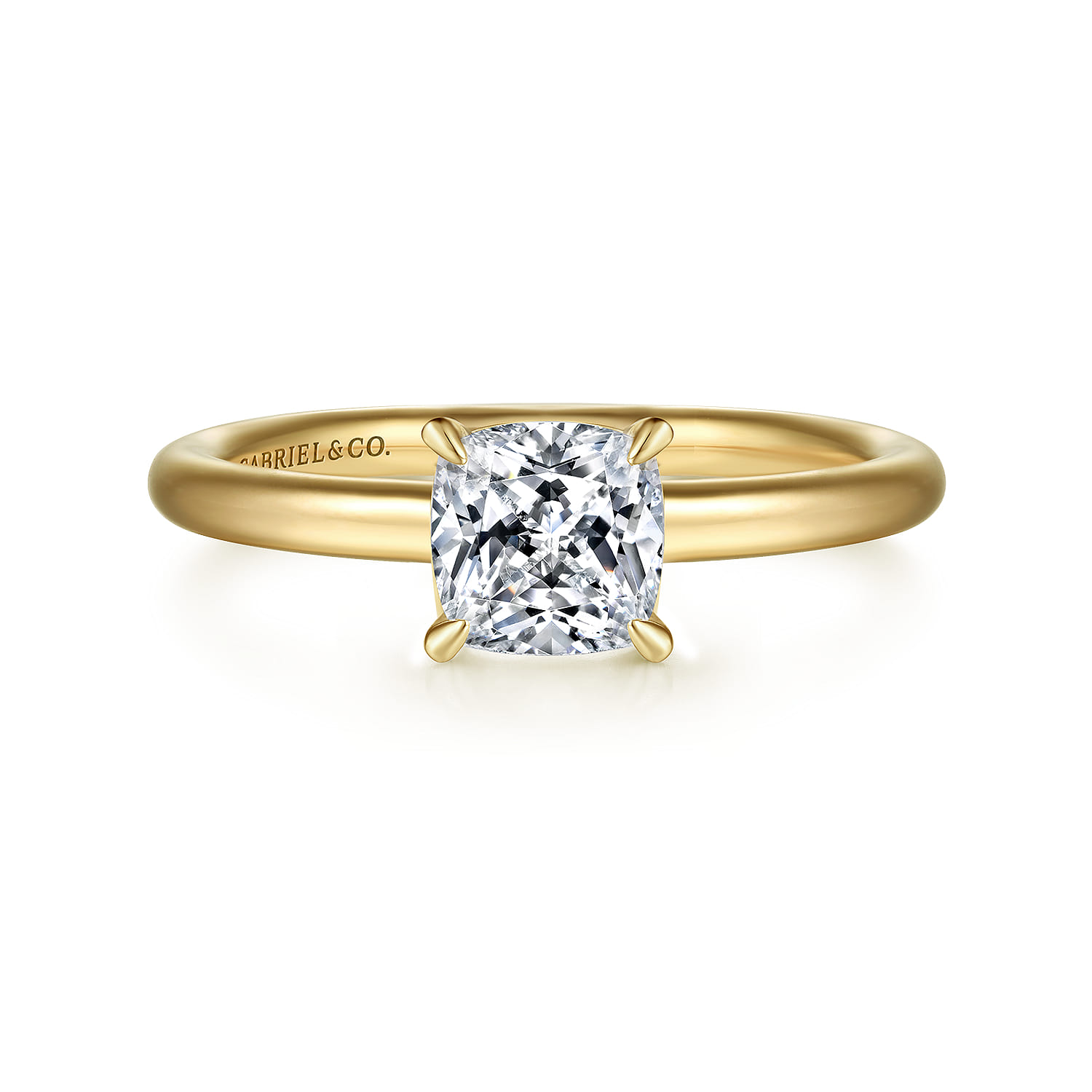 Lark - 14K Yellow Gold Cushion Cut Solitaire Engagement Ring